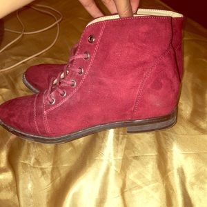 Forever 21 red laced up booties size 5.5